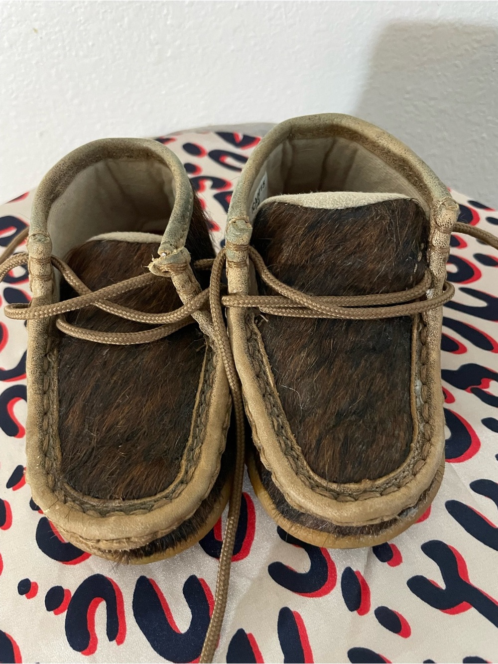 Twisted X Kids Brown Faux-Hair Moccasins with Tan Trim